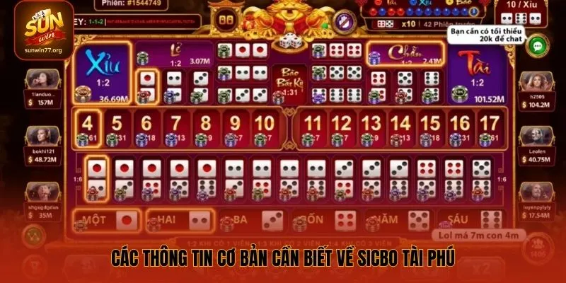 Các thông tin cơ bản cần biết về sicbo tài phú